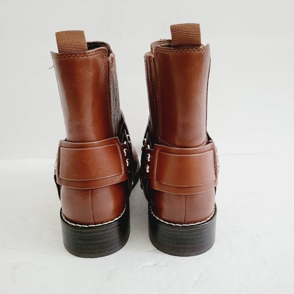 Marc Fisher LTD Mizzie Harness Brown Leather Pull On Ankle Bootie Size 5.5 - Picture 6 of 9